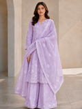 Elegant Embroidered Light Purpule 3-Piece Suit