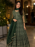 Elegant Green Embroidered Maxi Dress