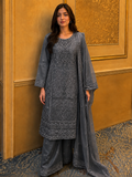 Grey Embroidered 3-Piece Suit