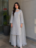Luxury Grey Embroidered 3-Piece Suit